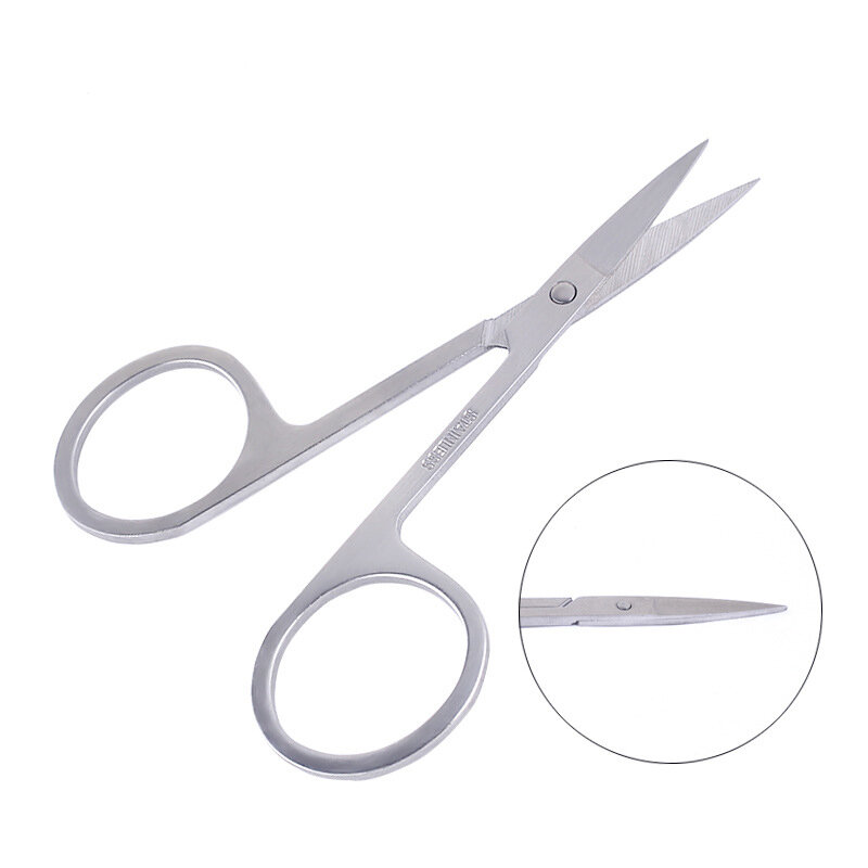 1 pçs manicure para unhas sobrancelha nariz cílios cutícula tesoura curvo pedicure profissional prego scissor maquiagem ferramentas