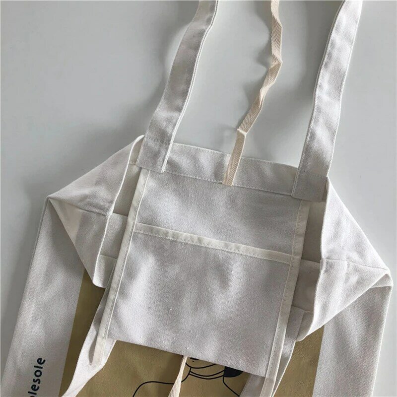 Korean Fashion Simple Women Package Elegant Canvas Bag Handbags Literary Shoulder Bags Shopping Tote Girls Handbag
