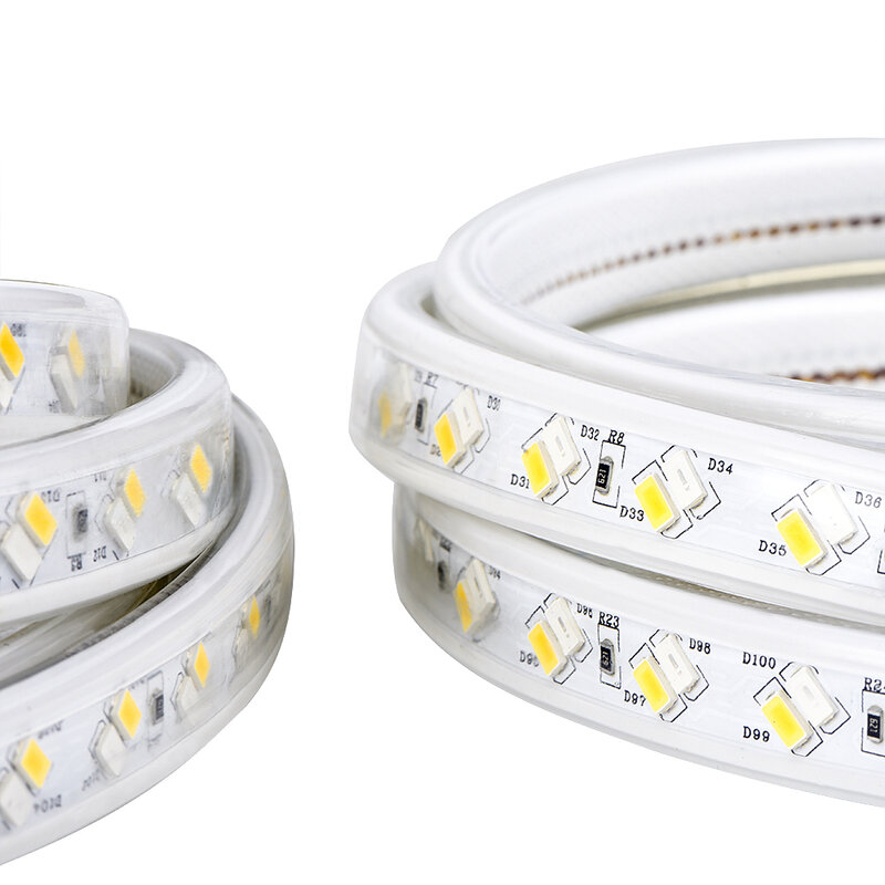 AC220V LED Strip SMD 5630 Warm White + White IP67 Waterproof Outdoor Use Flexible LED Tape Soft Light Strips Dimmable Ribbon