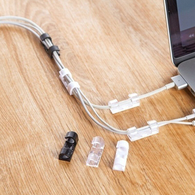 Clip de abrazadera de Cable autoadhesivo de 20 piezas, organizador de gestión de Cables, soporte para Cables de alimentación, líneas de carga, bobinador de Cables USB