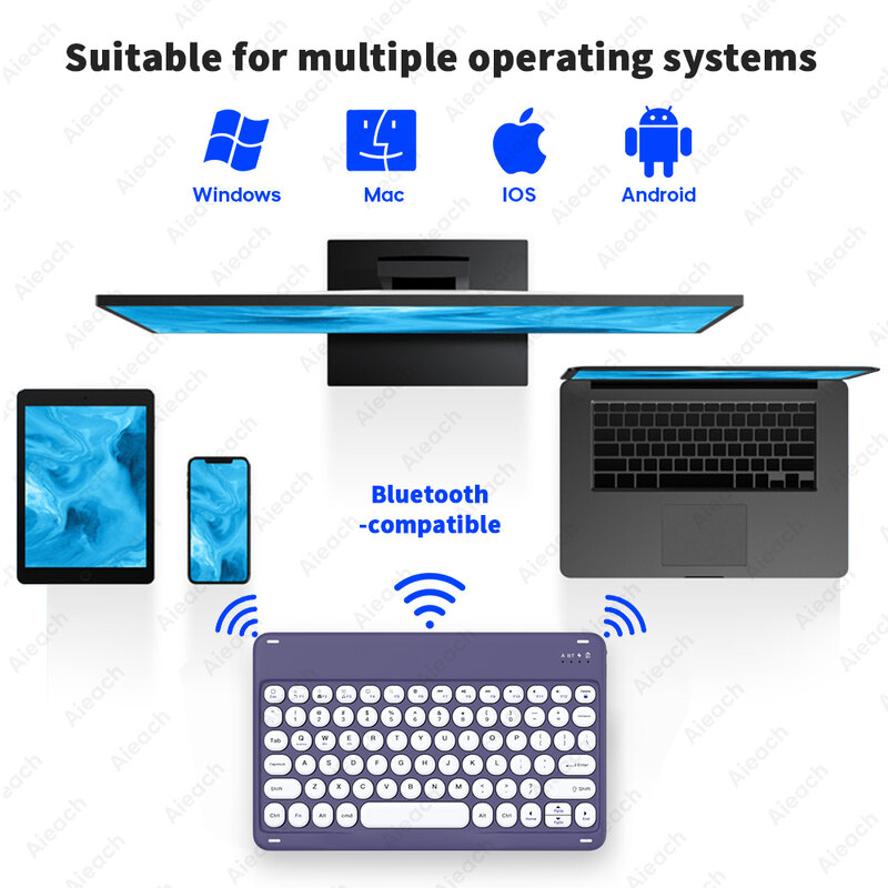 Untuk iPad Keyboard Mini Keyboard Nirkabel Bluetooth-kompatibel Keyboard Tablet Isi Ulang untuk Ponsel Laptop Android IOS Windows