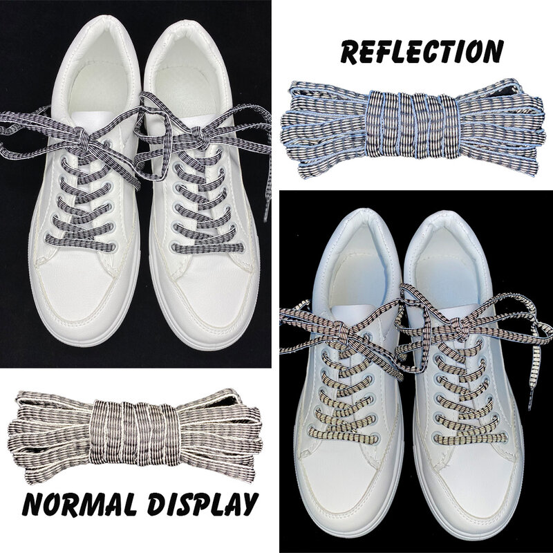Cordones para zapatillas de deporte para hombre y mujer, cordones de zapato anchos, ovalados, reflectores láser, brillantes