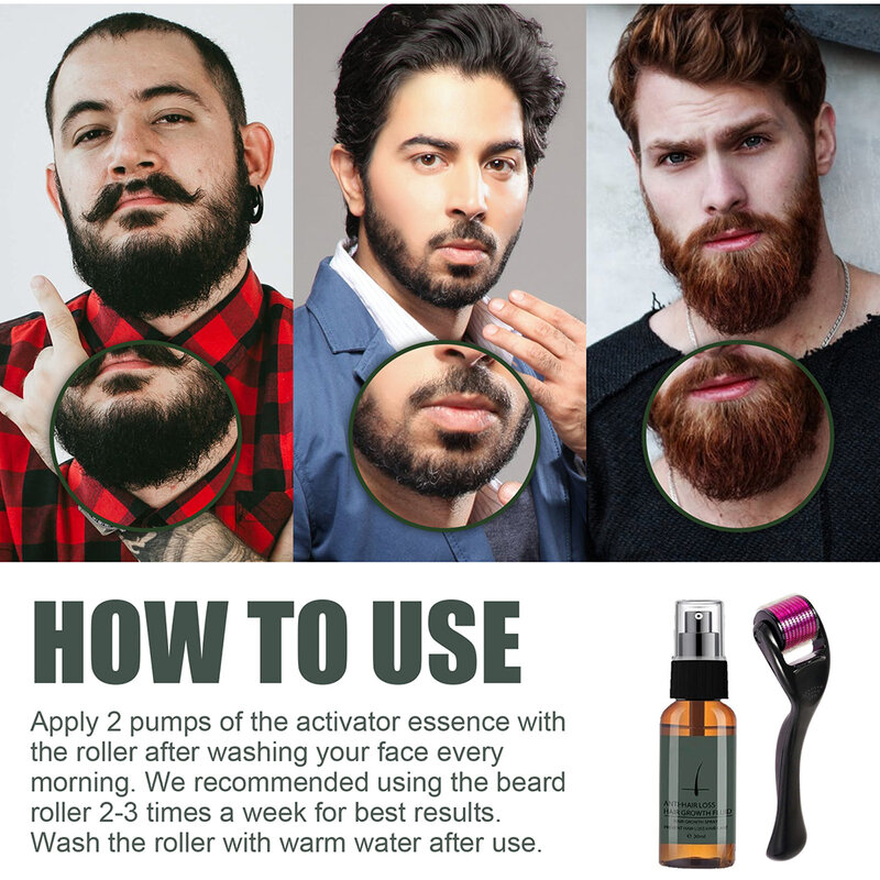 Spray para crescimento da barba, hidratante e nutritivo, cuidados com a barba, limpeza rápida, cuidados com a barba, potencializador de manutenção