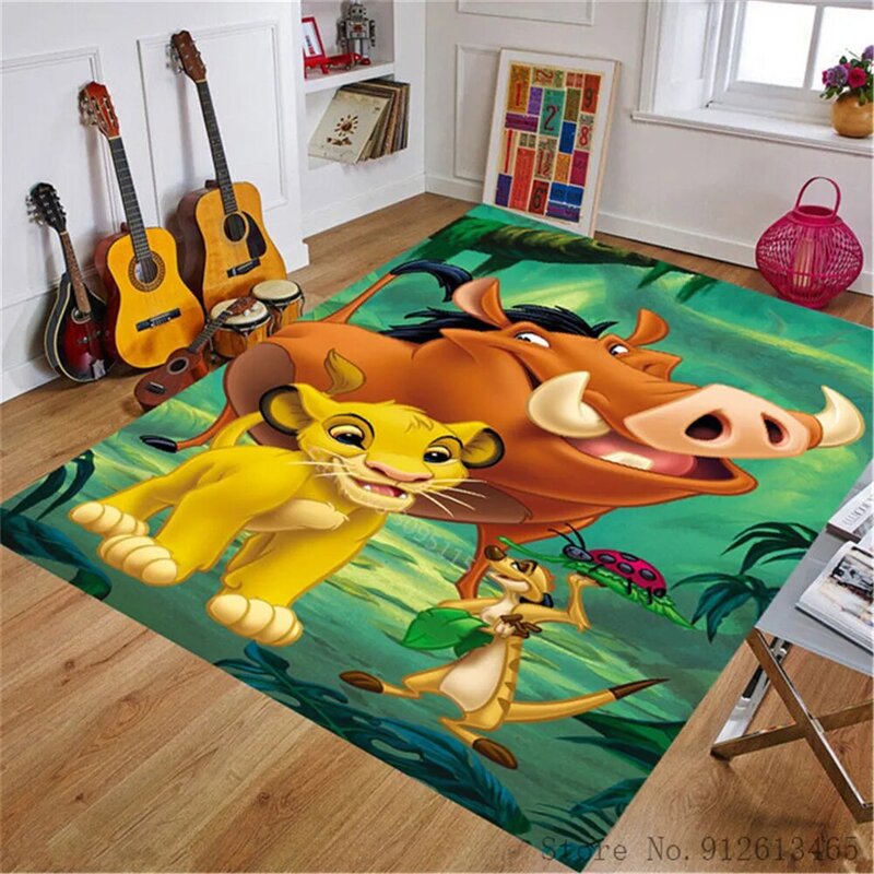 Alfombra de juego con estampado de Simba para niños, alfombra grande de Disney, El Rey León, decoración de sala de estar, pasillo del hogar, Alfombra de piso, Alfombra de dormitorio