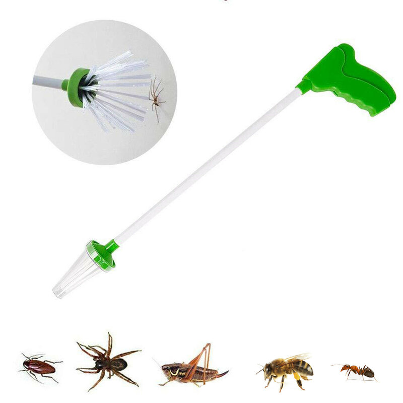 แมลง Bug & Spider Catchers - Trap & Release Bugs Spider มือจับแขนยาว Pick Up เครื่องมือครอบครัวแมลง fly Catcher Trapper
