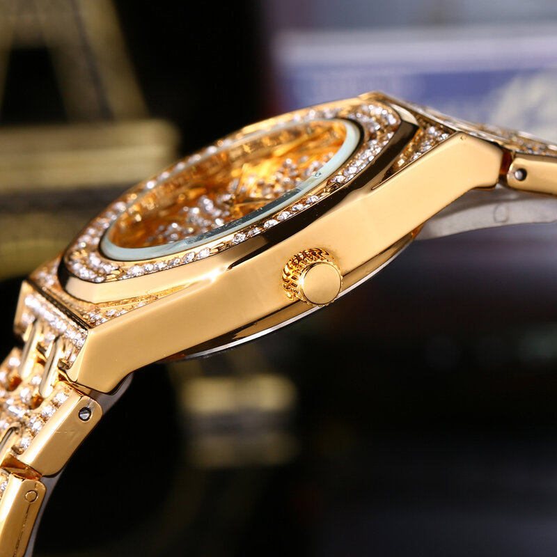 Luxury หินเพชรผู้หญิงนาฬิกาควอตซ์ Bling Ice Out นาฬิกาสำหรับสุภาพสตรีนาฬิกาข้อมือนาฬิกา Montre Femme Relogio