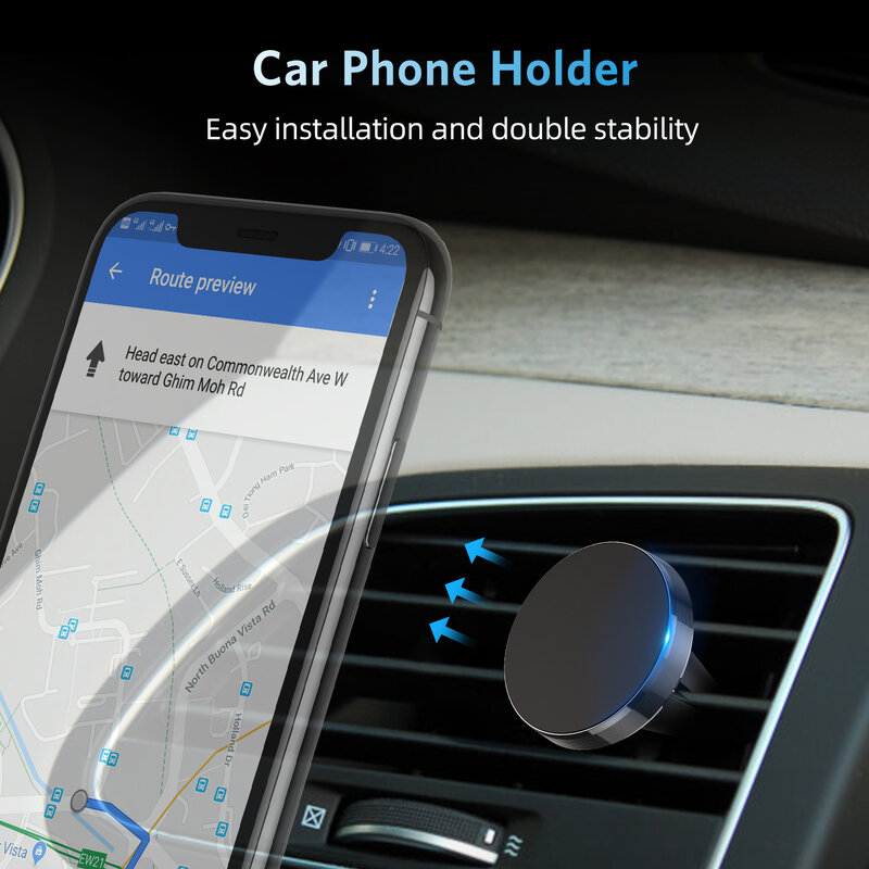 GTWIN-soporte magnético de teléfono para coche, montaje de rejilla de ventilación de Metal para iPhone, Samsung, Huawei, Xiaomi