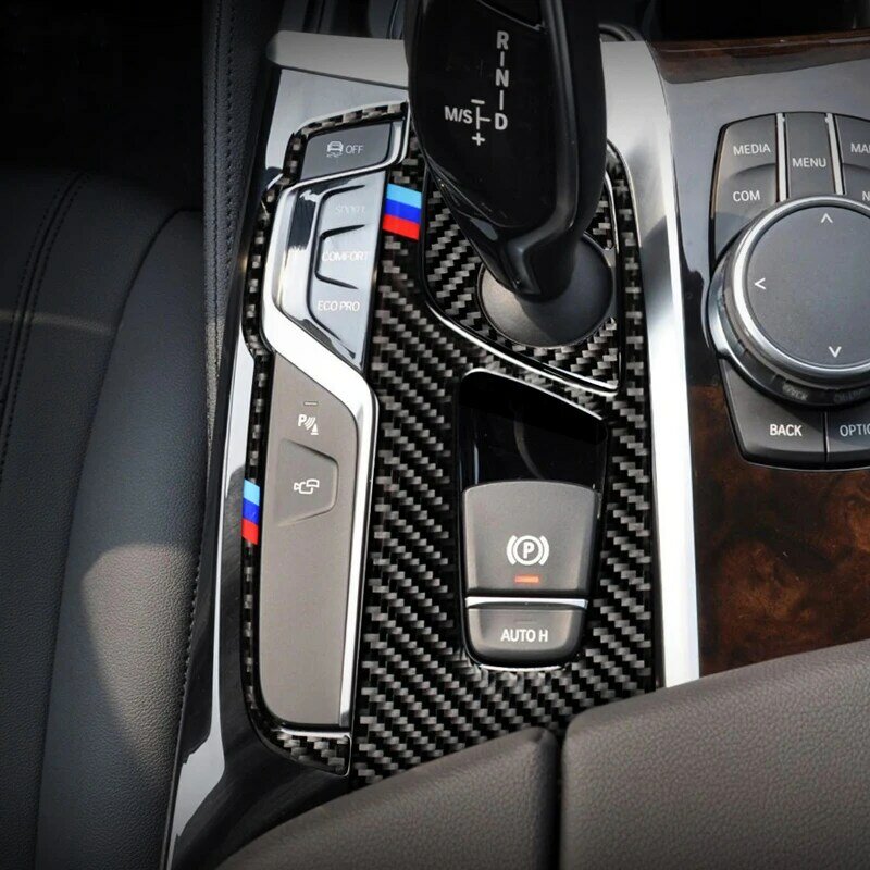 คาร์บอนไฟเบอร์สำหรับ BMW 5 Series 6GT G30 G32เกียร์ด้านในกรอบกล่อง Shift Trim แผงตกแต่งสติกเกอร์อุปกรณ์เสริม