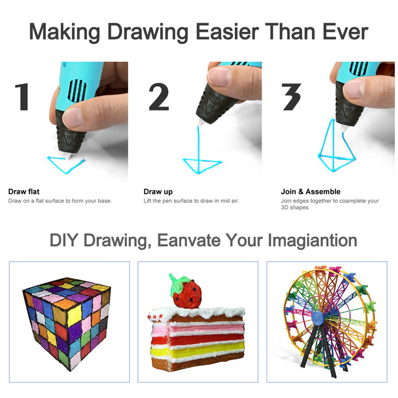 DEWANG 3d Ручка для детей 3D Ручка для рисования с ЖК-экраном совместимые PLA ABS нити игрушки для детей подарок на день рождения ремесло пенал для ш...