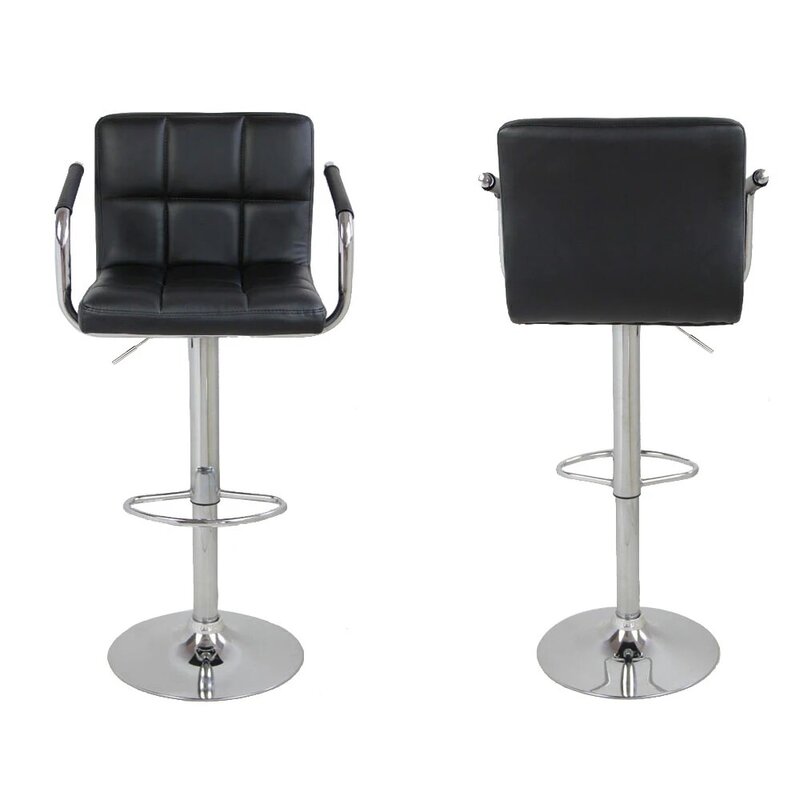 360 gradi regolabili 2 pezzi SSJ-891 60-80cm 6 quadri sgabelli da Bar con cuscino rotondo con braccioli sedia sgabello da Bar nero