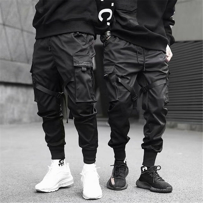 Calça de moletom masculina clássica, nova calça estilo hip hop com bolsos e tamanhos grandes 2021