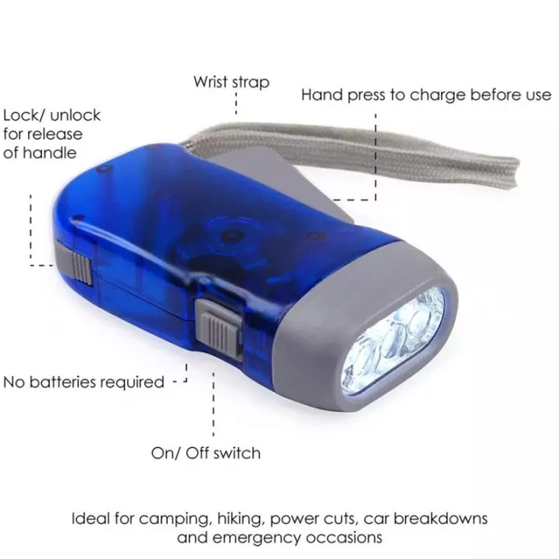Lampe de poche 3led avec pression manuelle, générateur de puissance, lampe de Camping, manivelle, lampe de poche d'extérieur