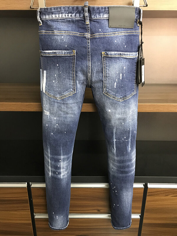 DSQ PHANTOM TURTLE 2021 Jeans Slim Fit Baru Celana Denim Kasual Dasar Pria Pakaian Merek Ukuran Plus DSQ9812
