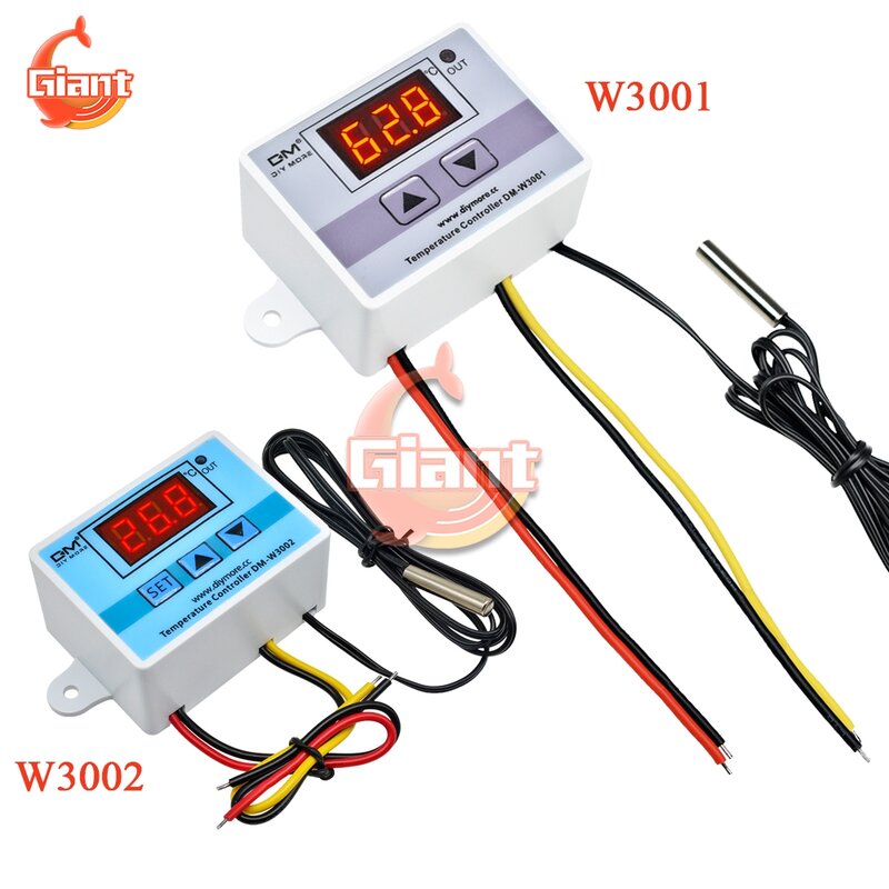 Controle de temperatura digital w3001, w3002, ac 110v, 220v, dc, 12v, 24v, termostato, regulador, medidor de controle, incubadora de carro