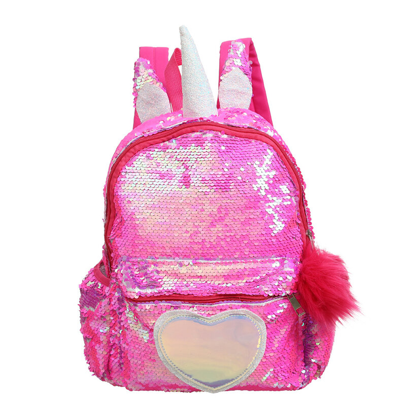 귀여운 유니콘 배낭, 소녀용 어린이 학교 가방, 대용량 스팽글, 모칠라 포함, 소녀용 핑크 학교 배낭 가방