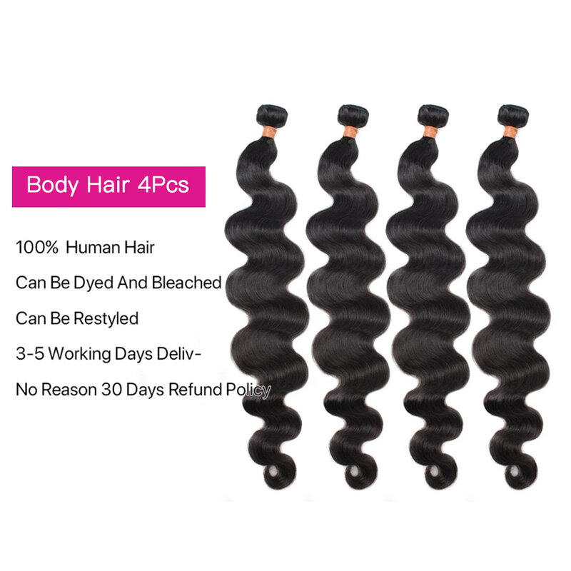 Tissage en lot Body Wave brésilien naturel Remy, Double trame, 8-24 pouces, Extensions de cheveux humains pour femmes, offres en lots de 1/3/4
