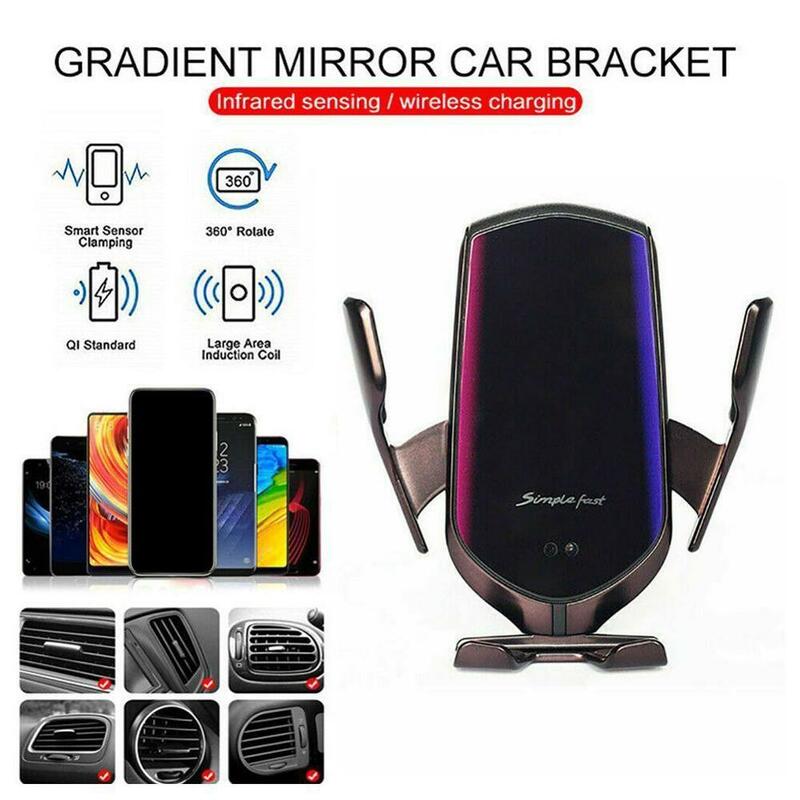 R2 10W Car Wireless Charger Automatic Clamping phone Holder For iPhone Xs Huawei LG Infrared Induction Qi Charger Holder