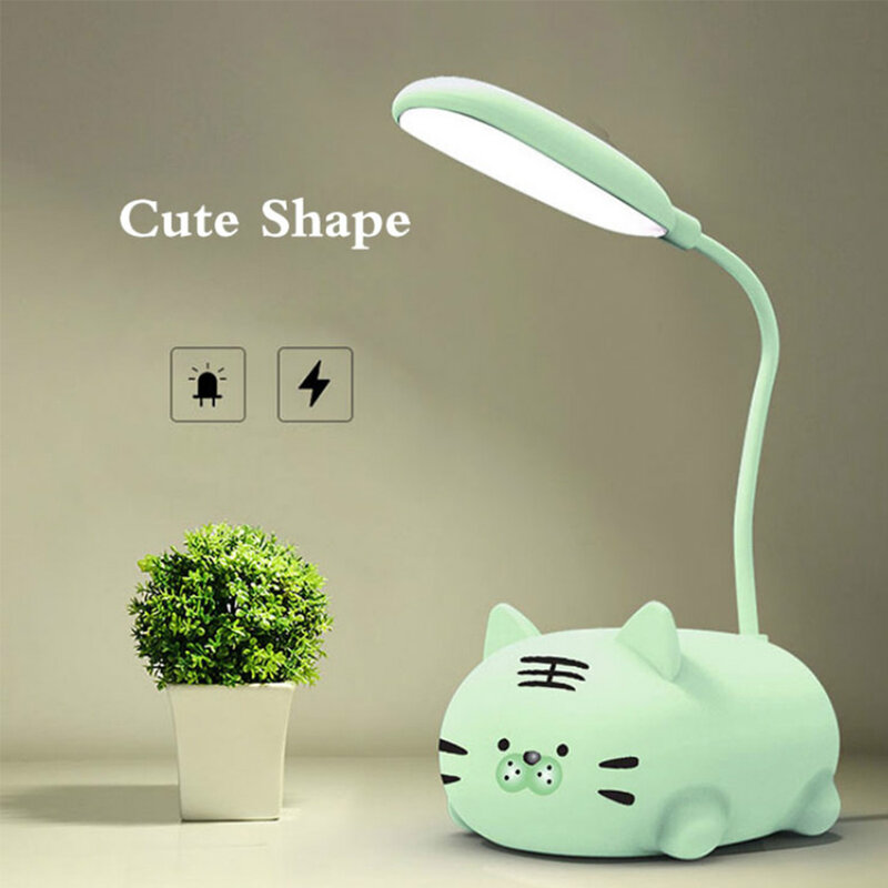 LED Table Lamp Cute Cartoon USB Charging Desk Lamp Sleeping Night Light Eye Protection Reading Lamp For Kid New Year 2022 Gift