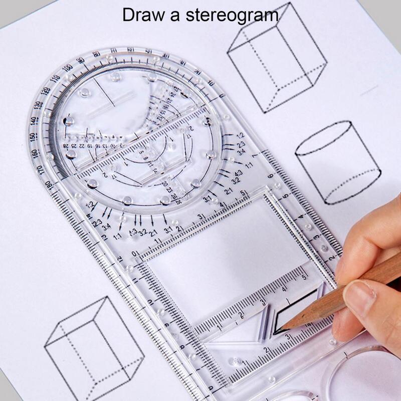 Righello di misurazione multifunzionale righello dritto di plastica trasparente righelli di disegno di schizzi professionali righello di scala geometrica