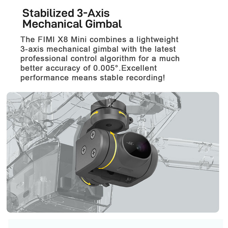 FIMI – Mini Drone X8 GPS de classe 250g, 8km, cardan 3 axes avec caméra 4K HDR, Quadcopter RC professionnel pliable