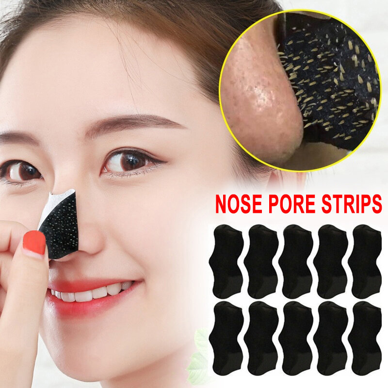 Mascarilla de carbón de bambú para eliminar puntos negros, tratamiento para el acné, limpiador de poros y nariz, tira de Limpieza Profunda, 50 unidades