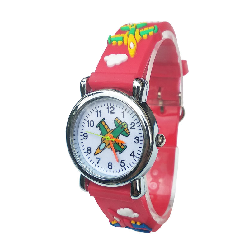Reloj Digital para niños y niñas, cronógrafo analógico de cuarzo con diseño de aviones de dibujos animados, ideal para estudiantes