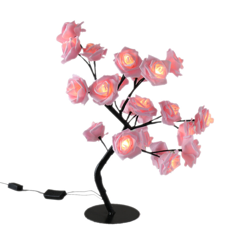 Lámpara de mesa LED rosa con Árbol de flores luces de noche USB, decoración del hogar, luces de mesa LED, fiestas, Navidad, boda, decoración del dormitorio