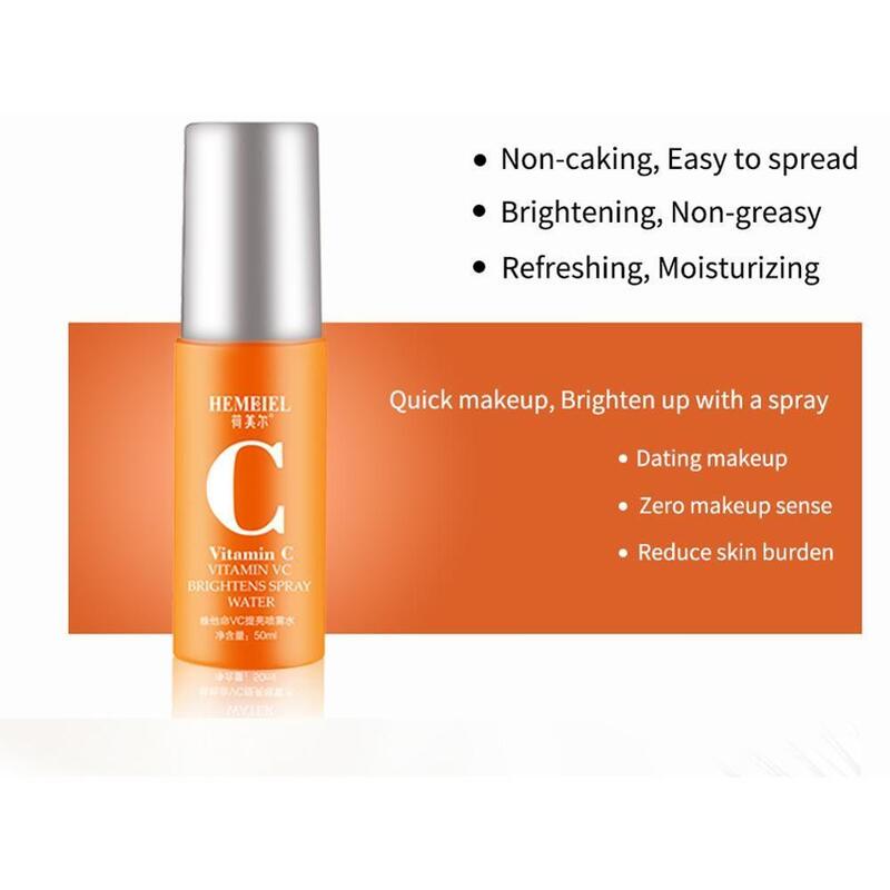 Novo spray hidratante de vitamina c 100% natural, líquido com essência para clareamento e redução de poros, para cuidados com a pele
