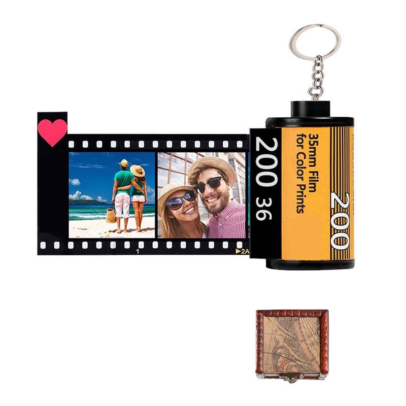 10pcs Photos Film Roll keychain Couple Gifts DIY Photo Text Albums Cover Keyrings Custom Memorial Lover Valentine's Day Present