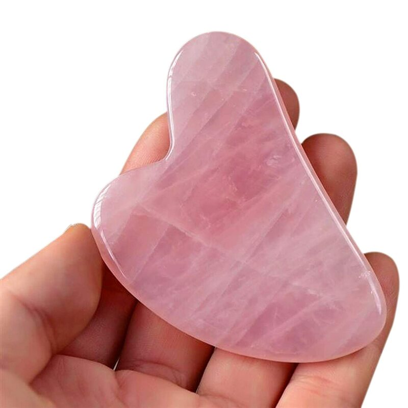Cuarzo Gua Sha-piedra raspadora para el cuidado de la piel, rosa, corazón, circulación sanguínea, eliminación de arrugas, masaje corporal, cuello y cara