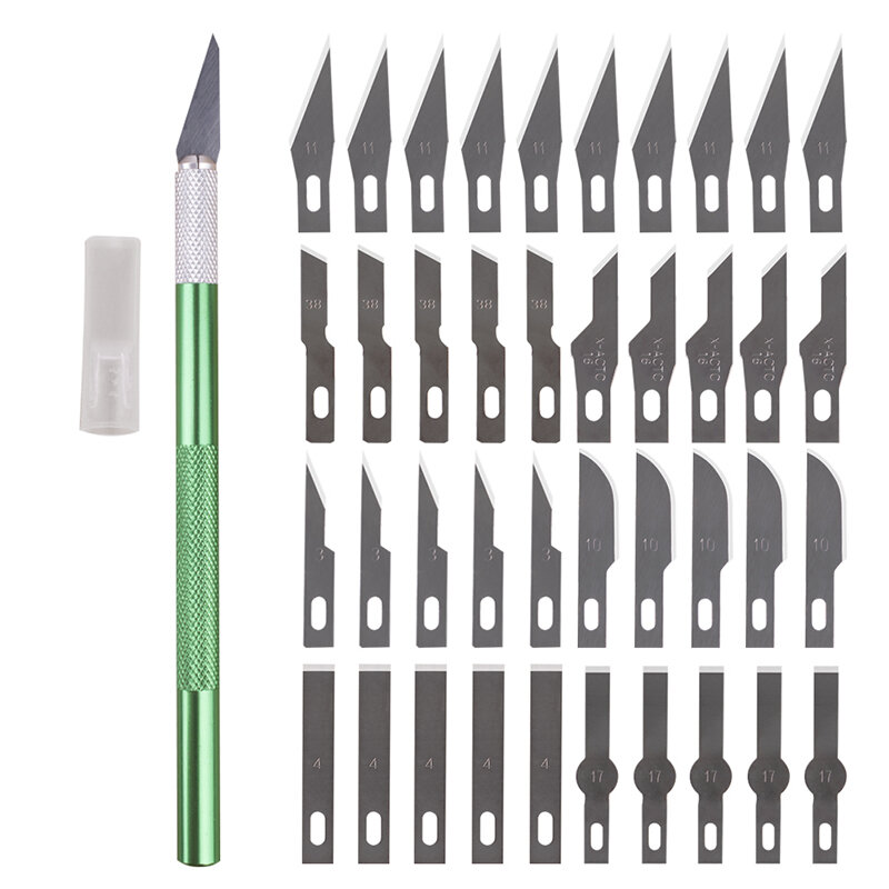 Ensemble de couteaux de scalpel en métal antidérapant avec 40 lames, kit d'outils de coupe, de bricolage, de gravure, de réparation à main, téléphone portable PCB
