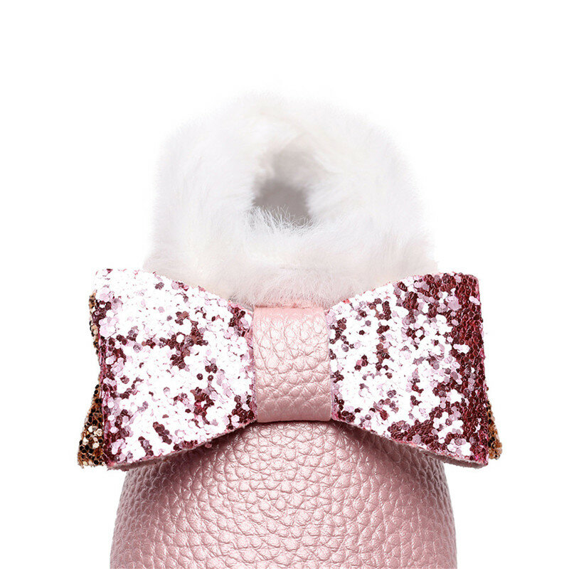 Gadis Mengkilap Busur Musim Dingin Bayi Sepatu Mewah Rumbai Hangat Gadis Anak Laki-laki Sepatu Bulu Beludru untuk Bayi Musim Dingin Sepatu