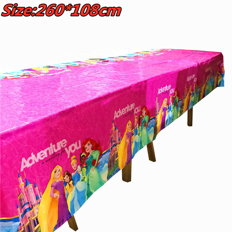 260x108cm toalha de mesa branca de neve princesa rapunzel belle tema capa de mesa festa de aniversário das meninas decorações do piquenique suprimentos