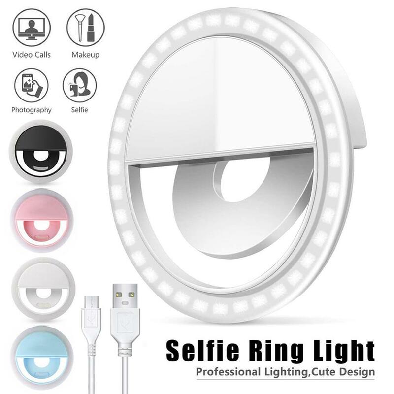 Anel de luz para selfies para iphone, carregador usb, luz de led, mais luz para o celular