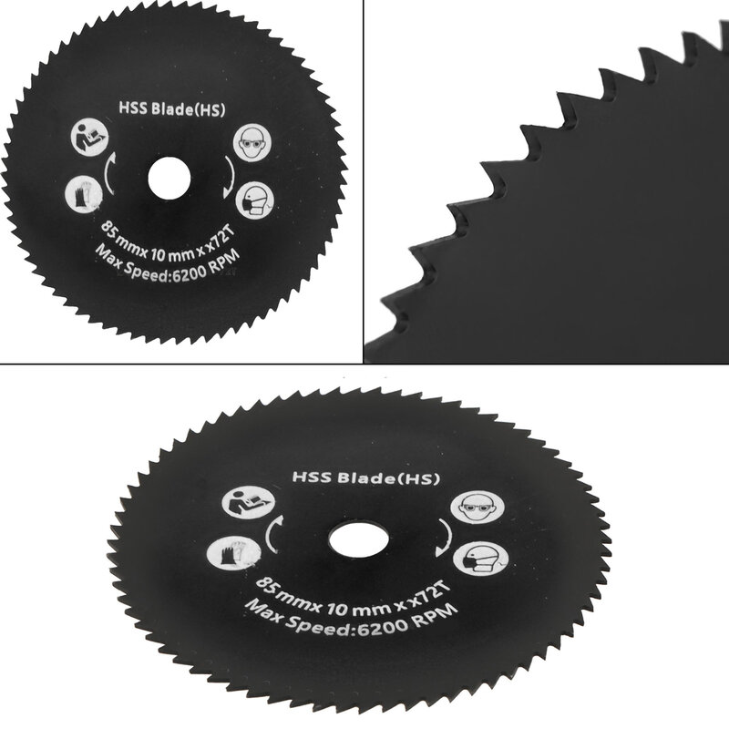 85mm * 10mm 72T HSS hoja de sierra Circular de corte de disco de la rueda de madera Metal HSS hoja de sierra Circular de potencia rotativa de la herramienta de corte de madera