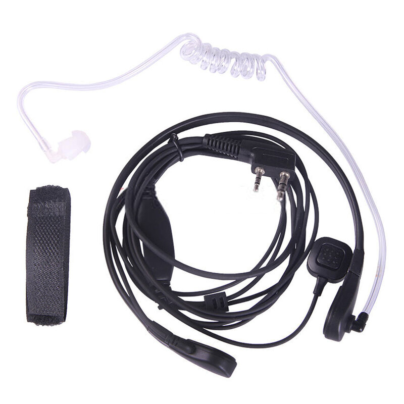 Fone de ouvido para garganta com tubo acústico, novo microfone ptt de 2 pinos preto