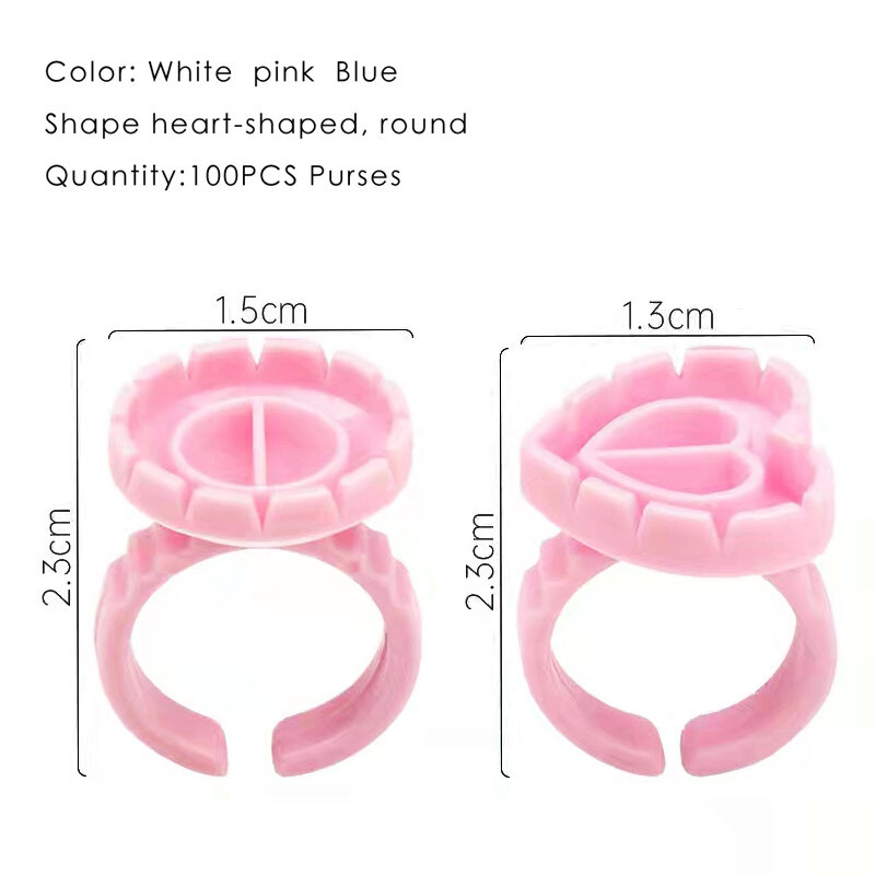100pcs Disposable Eyelash Extension Glue Holder Ring Eyelash Adhesive Glue Tattoo Pigment Container Ink Pallet Holder Ring