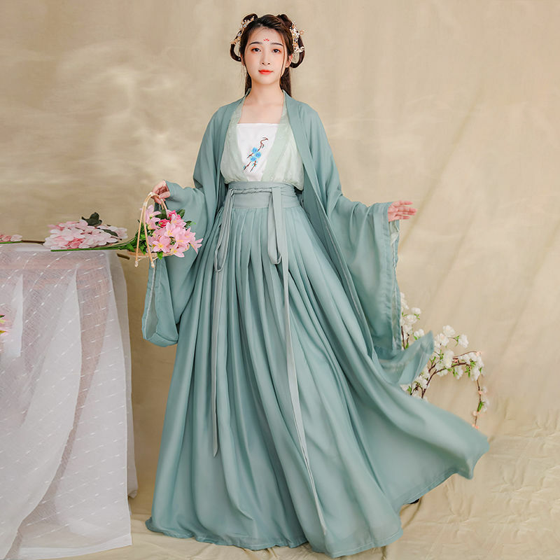 Gaun Hanfu Tari Rakyat Tiongkok Pakaian Panggung Cosplay Putri Dinasti Tang Retro Tradisional Tiongkok Gaun Peri Wanita Hanfu
