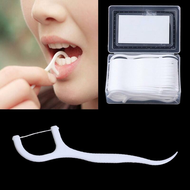 50 Stks/doos Dental Floss Interdentale Borstel Tanden Stick Tandenstokers Tand Draad Floss Voor Tand Clean Oral Care Beauty Tools