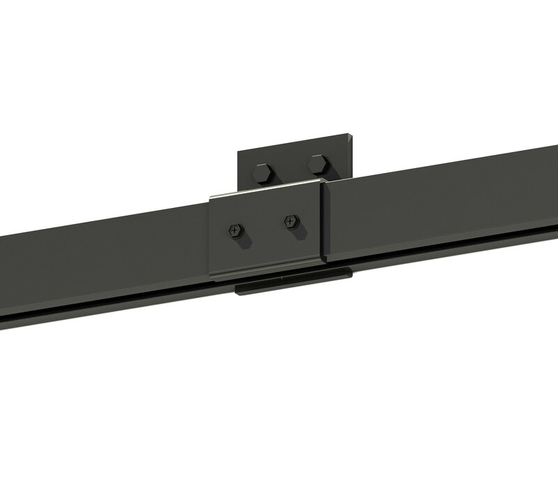 DIYHD-Herrajes para puerta de Granero corredera doble, soporte de montaje en pared, caja negra