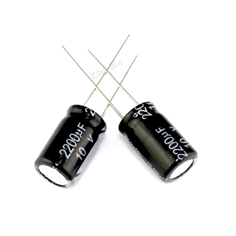 10 pces 10v2200uf 10x17mm baixo capacitor eletrólito de alumínio esr 20% capacitores elétricos