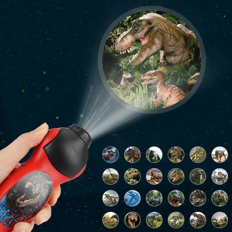 Lampe de poche avec projecteur de dinosaure ou requin, jouet de nuit, torche pour étude de l'histoire, éducation et apprentissage précoce, modèle avant de dormir, jouets amusants,
