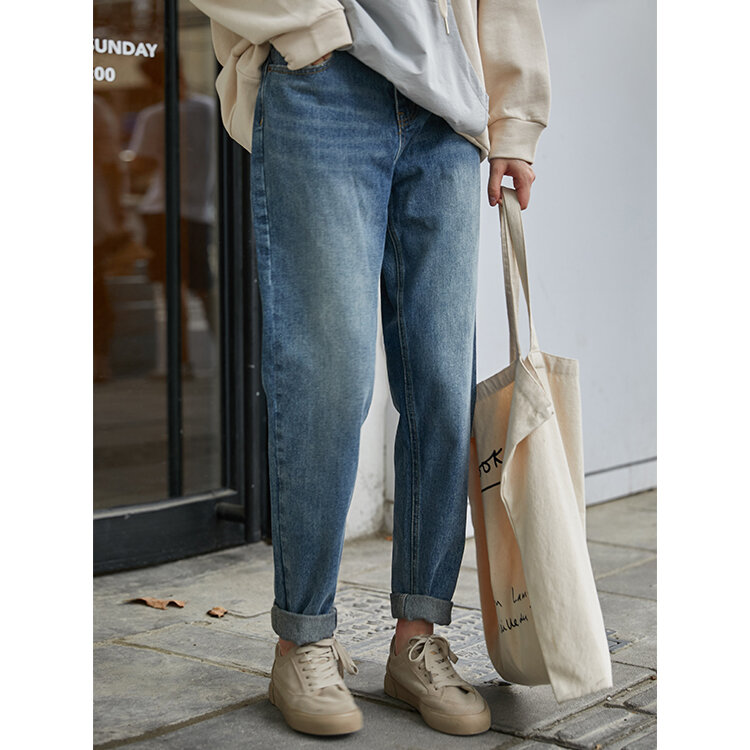 Denim Jeans Casual Solta Reta Calça Jeans De Cintura Alta Skinny Capri-Calças de Comprimento No Tornozelo Calças Estilo Coreano Calças jeans calças de Brim 240F
