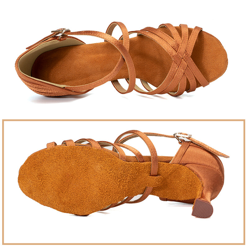 SWDZM-여성 라틴 댄스 신발, 여아 볼룸 댄스 신발, 부드러운 바닥 하이힐, 숙녀 연습 라틴 살사 신발, 굽 8.5CM