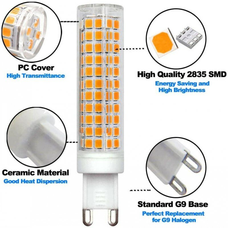 Ampoule LED G9, lampe de remplacement halogène 30W 40W 50W 70W 80W, G9 3W 5W 7W 9W 12W 220V SMD2835 G9