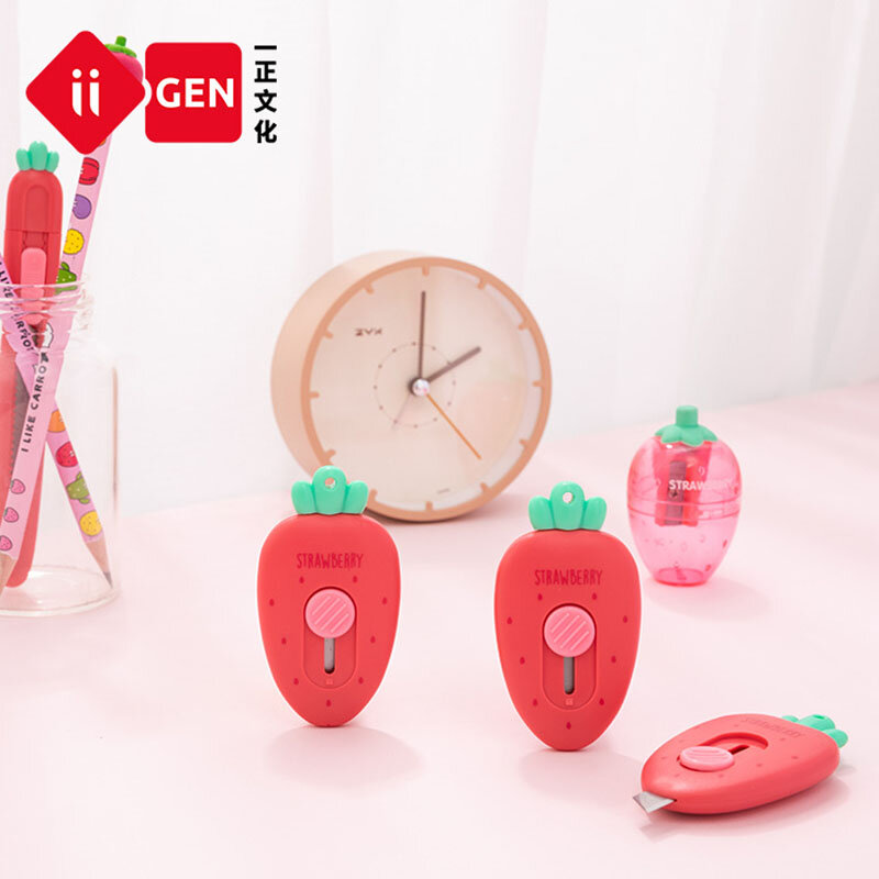 Kawaii Utility Knife Mini Cutter Strawberry Carrot For Journal Scrapbooking Kids Students School Supplies Stationery
