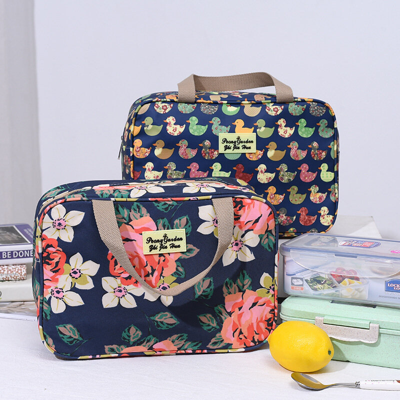 여성용 워시 메이크업 케이스, 여행용 대용량 휴대용 보관 가방, 꽃 프린트 화장품 가방