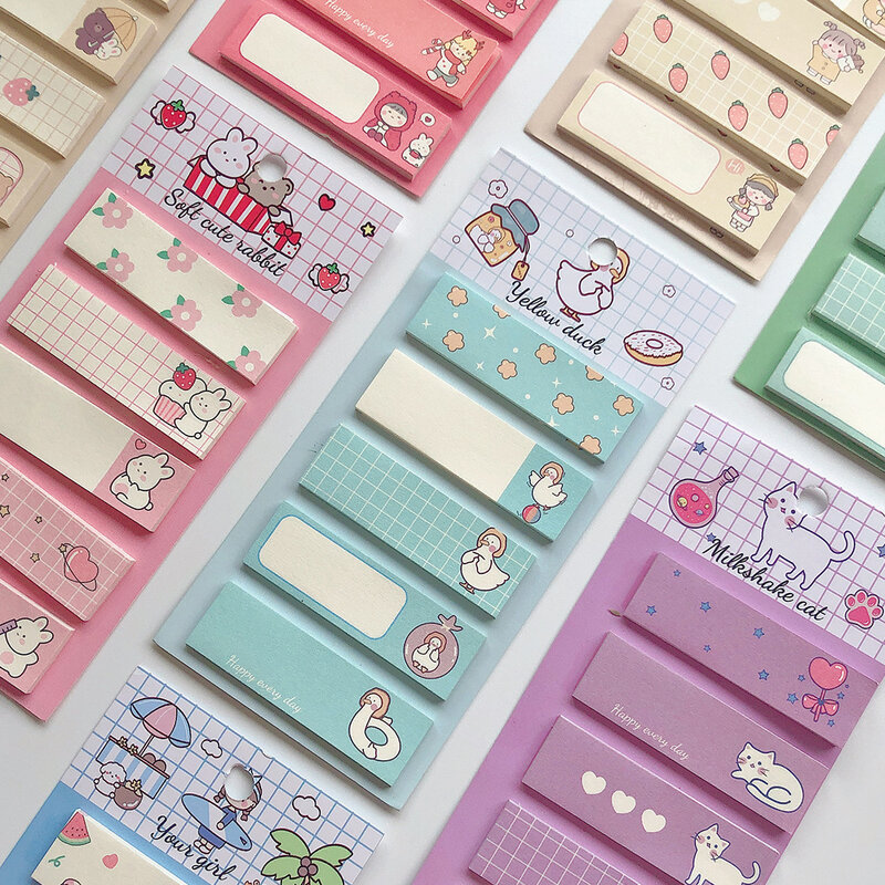 Altonamm 100pcs Kawaii Cute Girl Animal Pattern Sticky Notes decorazione adesivo Memo Pad per materiale scolastico cancelleria