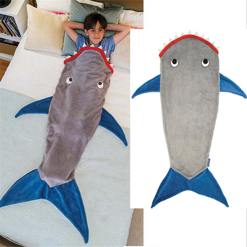 Couverture de couchage sirène requin d'hiver pour enfants, sac de couchage en laine douce, cadeau de noël et d'anniversaire