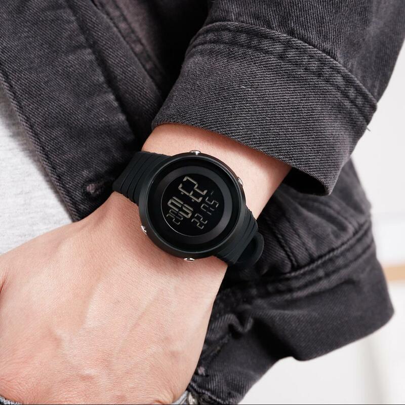 Skmei relógio digital masculino 1507, relógio masculino na moda para sair, relógio digital impermeável com despertador, relógio de pulseira para homens
